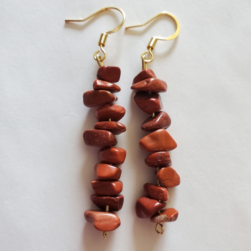 Handcrafted Red Jasper Chip Bead Earrings